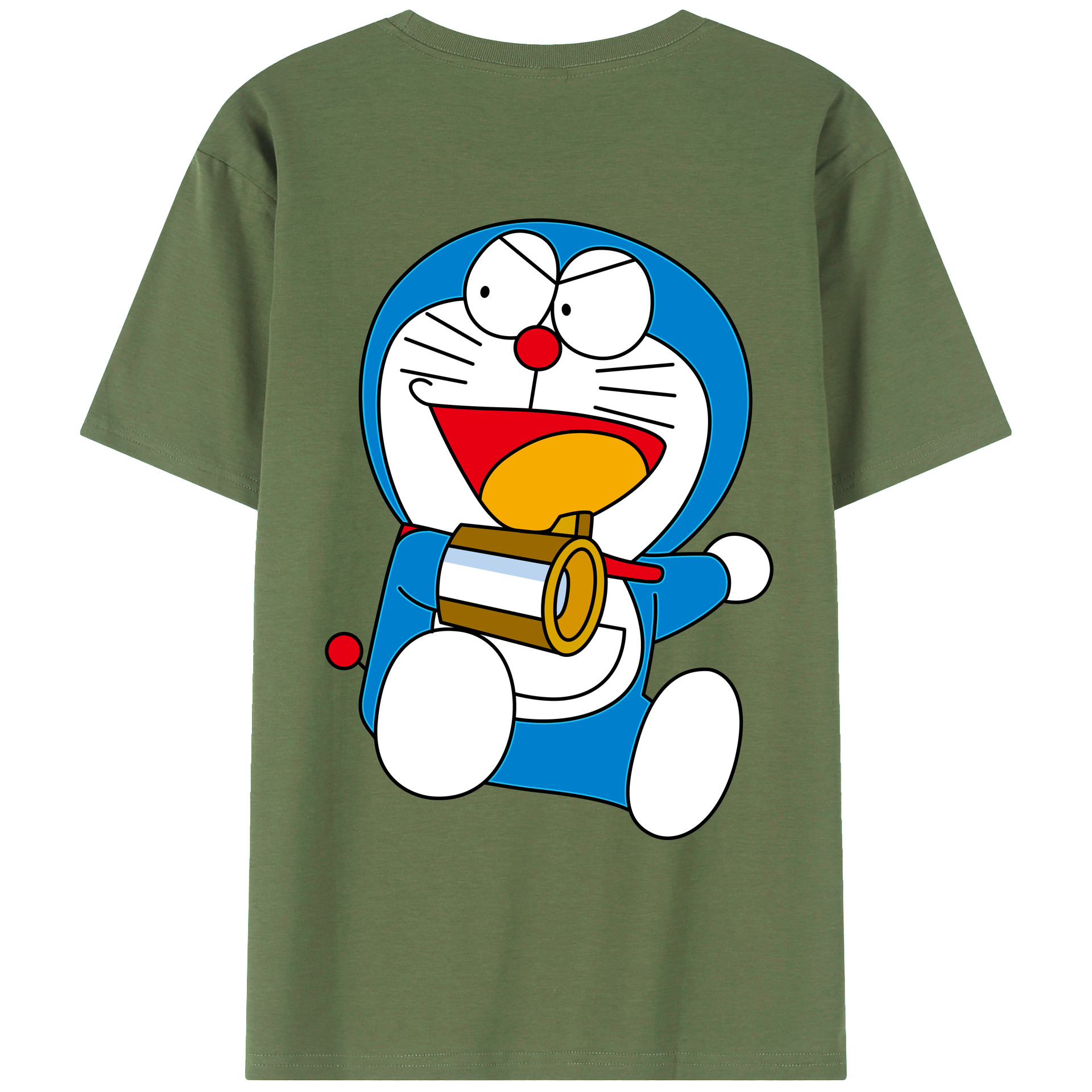 （画像用） ドラえもん Doraemon 綿100％ メンズ半袖Tシャツ（バックプリント） 通気性